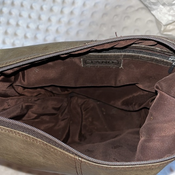 TANO brown/gray leather bucket bag - Picture 4 of 5